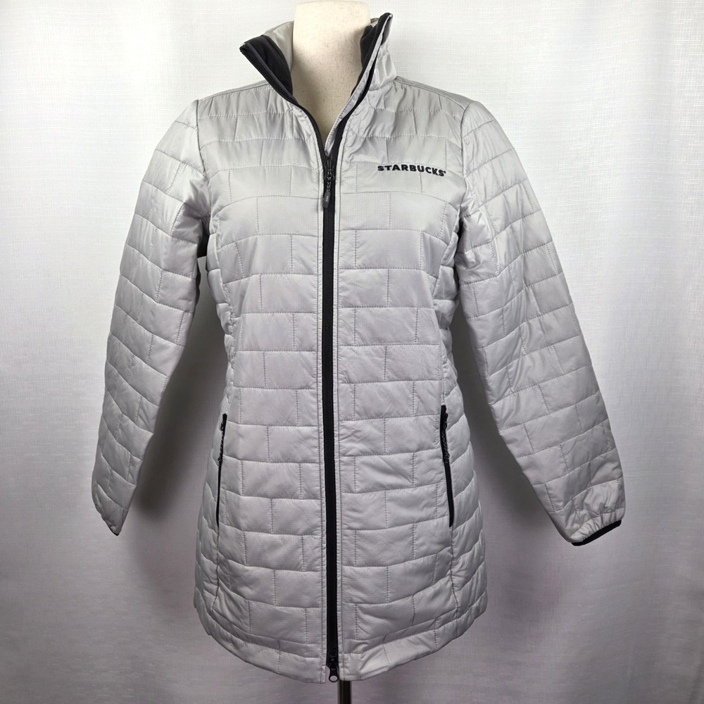 Starbucks Elevate Gray Puffer‎ Insulated Employee Jacket Packable Gray Sz Medium